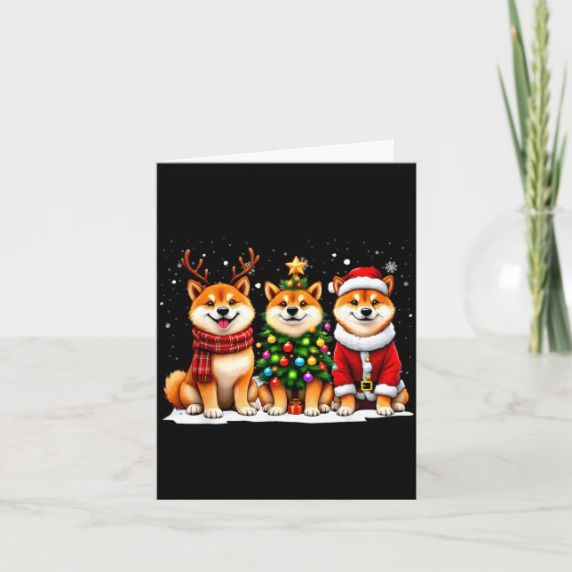 Tarjeta Retro Christmas Shiba Inu Santa Reindeer Dog Lover (Anverso)