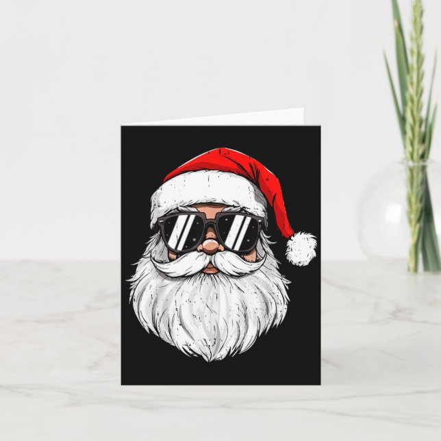 Tarjeta Retro Christmas Shirts Men Boys Santa Face With Su (Anverso)