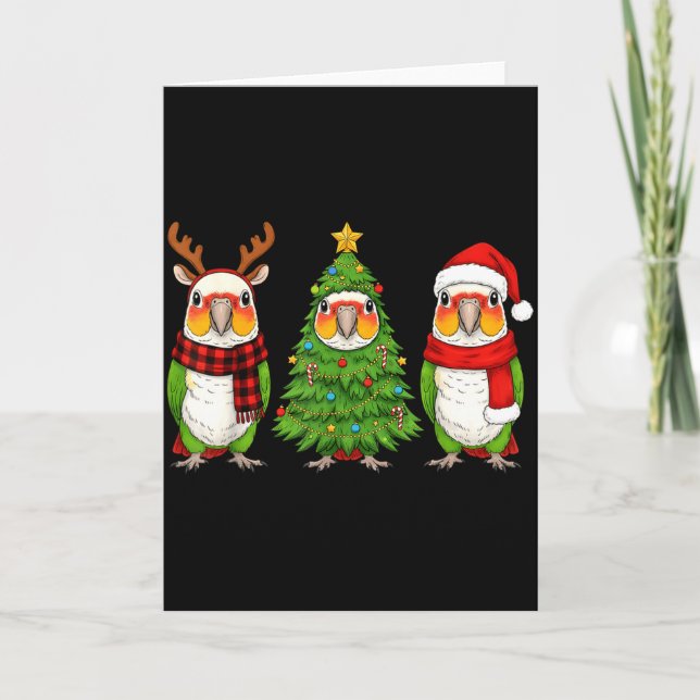 Tarjeta Retro Christmas White Bellied Caique Parrot Santa  (Anverso)