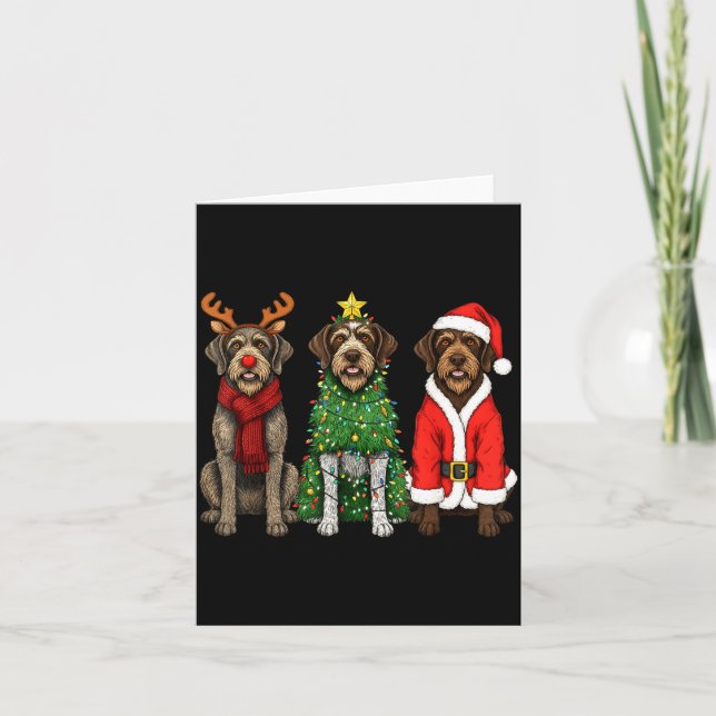 Tarjeta Retro Christmas Wirehaired Inting Griffon Santa Re (Anverso)