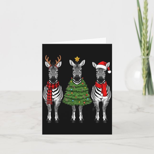 Tarjeta Retro Christmas Zebra Santa Reindeer Safari Animal (Anverso)