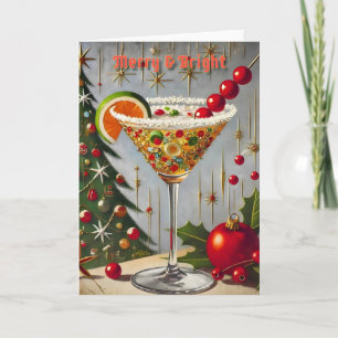 Tarjeta Retro Cóctel de Dulce Navideño Alegre y Brillante 
