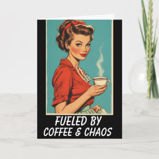Tarjeta RETRO COFFEE HOUSEWIFE BLANK Greeting Card