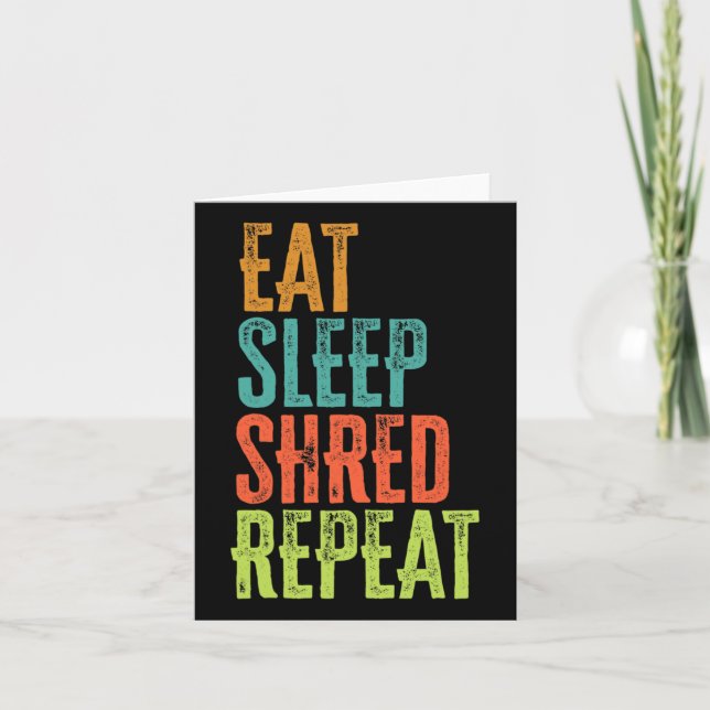 Tarjeta Retro Comer Sleep Shred Repetir Snowboard Surfing (Anverso)