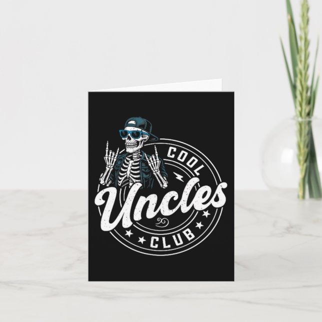 Tarjeta Retro Cool Uncles Club Funny Skeleton New Uncle Me (Anverso)