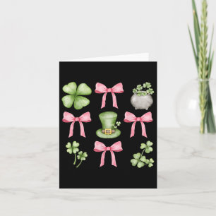 Tarjeta Retro Coquette Bow Irish Shamrock St Patricks Day