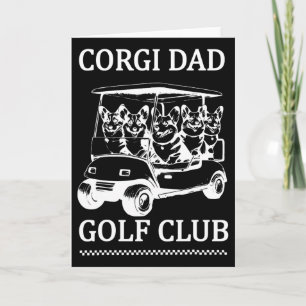 Tarjeta Retro Corgi Papá Palo de Golf Perro Divertido Golf