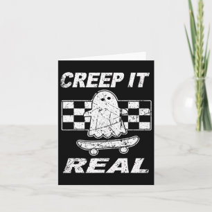 Tarjeta Retro Creep It Real Ghost Halloween Mens Kids