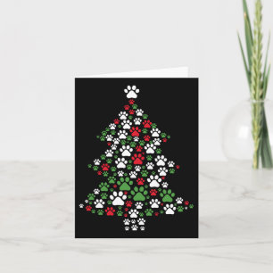 Tarjeta Retro Cum Xmas Perro Paw Imprimir árbol de navidad