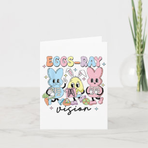 Tarjeta Retro Cute Bunny Huevos Ray Vision Enfermera Día d