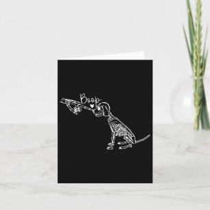 Tarjeta Retro Cute Skeleton Hand Boop Dog Funny Halloween