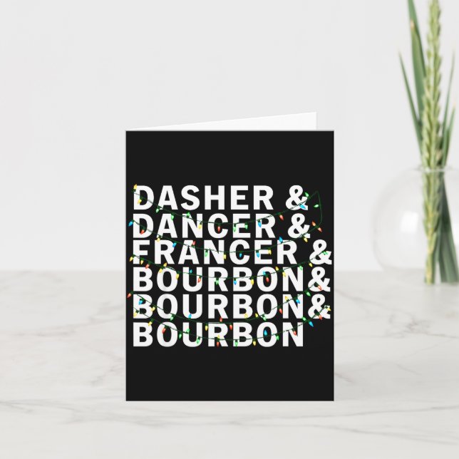 Tarjeta Retro Dasher Dancer Prancer Bourbon Christmas Funn (Anverso)