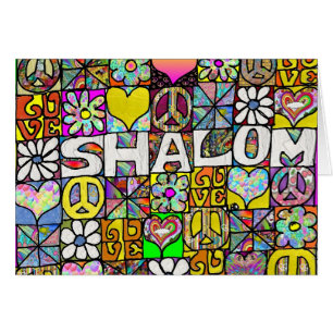 Tarjeta Retro de Amor Shalom Psicodélico de los 60