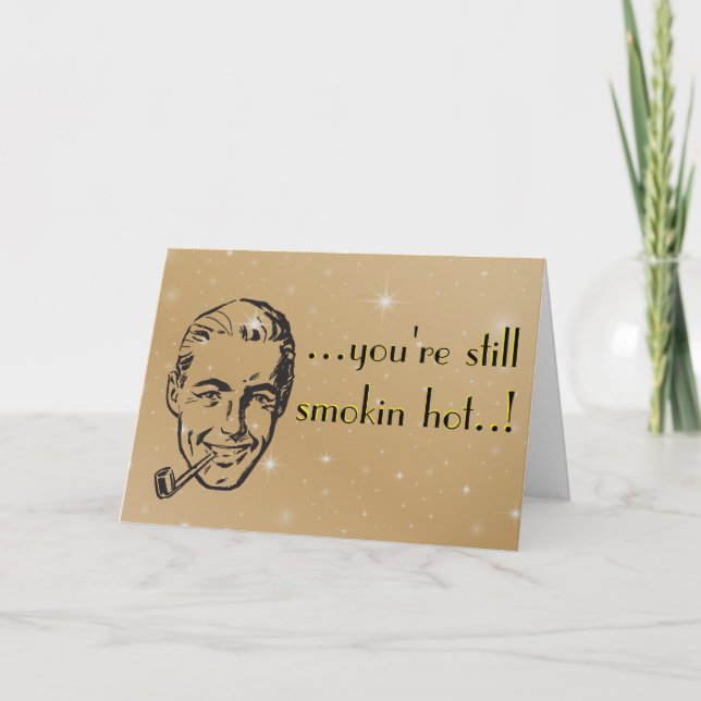 Tarjeta Retro de aniversario de canto de humo (Anverso)