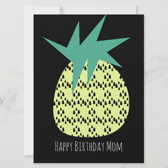 Tarjeta Retro de Cumpleaños de Piña Feliz Cumpleañ (Anverso)