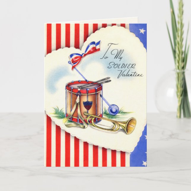 Tarjeta retro de El día de San Valentín militar es (Anverso)