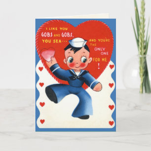 Tarjeta retro de El día de San Valentín militar es