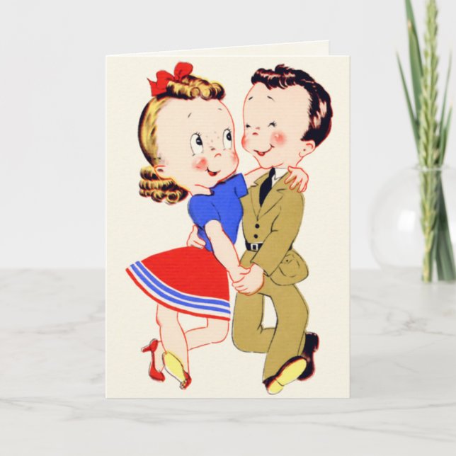 Tarjeta retro de El día de San Valentín militar es (Anverso)