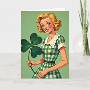 Tarjeta Retro de Felicitación de Mujer Irlandesa