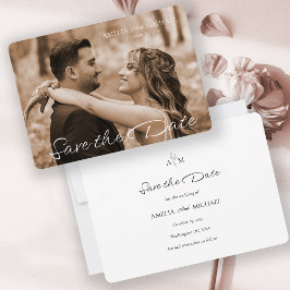 Tarjeta Retro de Foto de Boda en Color Burdeos par