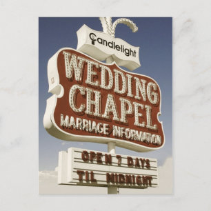 Tarjeta retro de la capilla Boda de Las Vegas