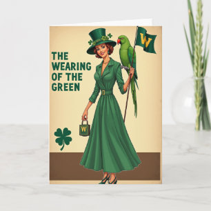 Tarjeta Retro de Mujer con Verde