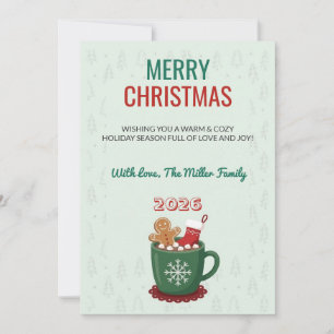 Tarjeta retro de Navidad de cacao caliente navideñ