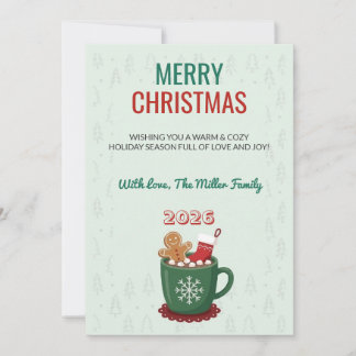 Tarjeta retro de Navidad de cacao caliente navideñ