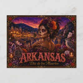 Tarjeta Retro del Día de los Muertos de Arkansas