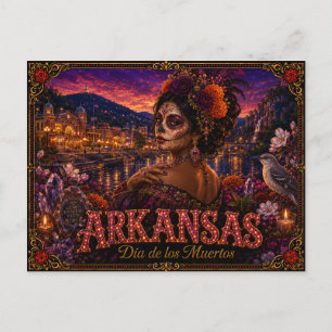 Tarjeta Retro del Día de los Muertos de Arkansas