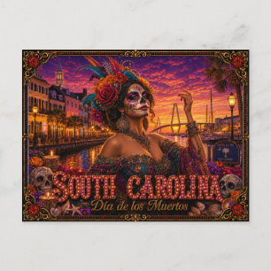 Tarjeta Retro del Día de los Muertos de Carolina d