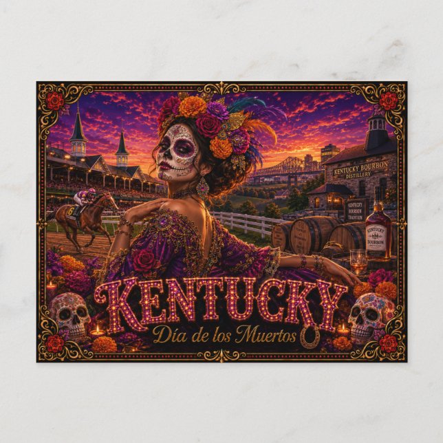 Tarjeta Retro del Día de los Muertos de Kentucky (Anverso)