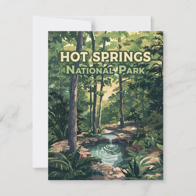 Tarjeta Retro del Parque Nacional de Hot Springs A (Anverso)