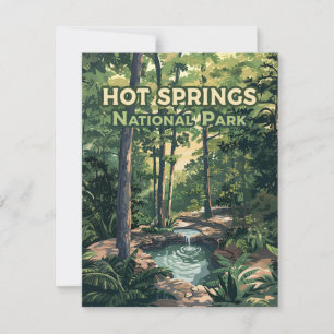 Tarjeta Retro del Parque Nacional de Hot Springs A