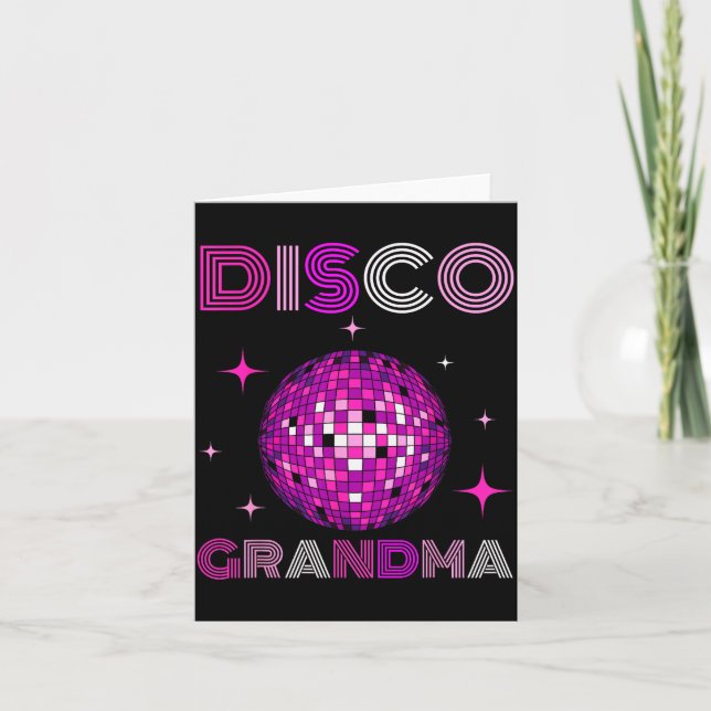 Tarjeta Retro Disco Grandma 70s 80s Dance Party Mirror Bal (Anverso)