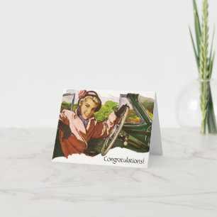 Tarjeta Retro Diversión Felicitaciones Carrera Mover nueva