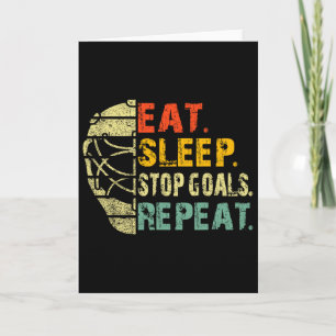 Tarjeta Retro Divertido Comer Dormir Parar Metas Repetir H