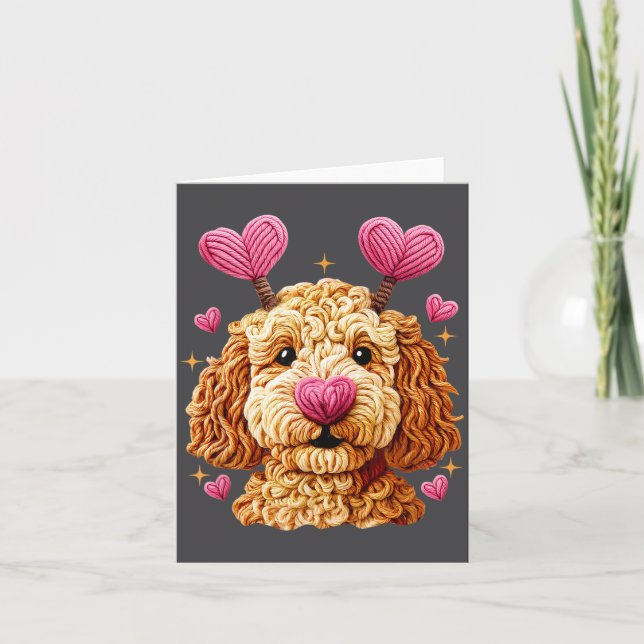 Tarjeta Retro Dog Goldendoodle Valentines Funny Gift Women (Anverso)