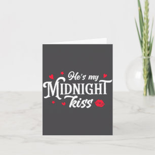 Tarjeta Retro Él Es Mi Beso De Medianoche Nye De Año Nuevo