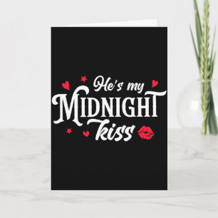 Tarjeta Retro Él Es Mi Beso De Medianoche Nye De Año Nuevo