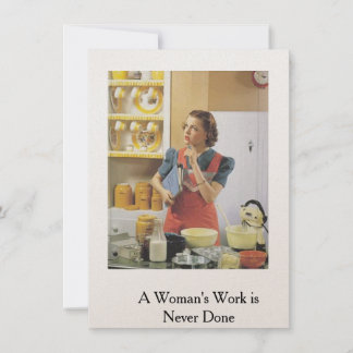 Tarjeta retro... El trabajo de una mujer nunca se