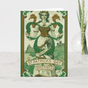 Tarjeta Retro - Erin Go Braugh. Felicitaciones del Día de 