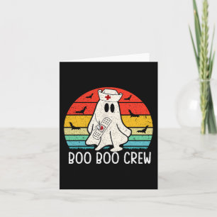 Tarjeta Retro Fantasma Boo Boo Crew Mujeres Enfermeras Gra