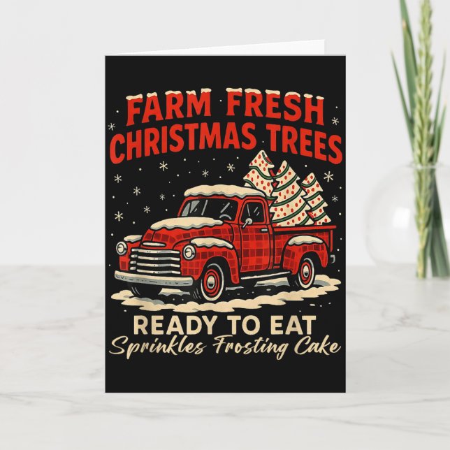 Tarjeta Retro Farm Fresh Debbie Christmas Cake Red Truck H (Anverso)
