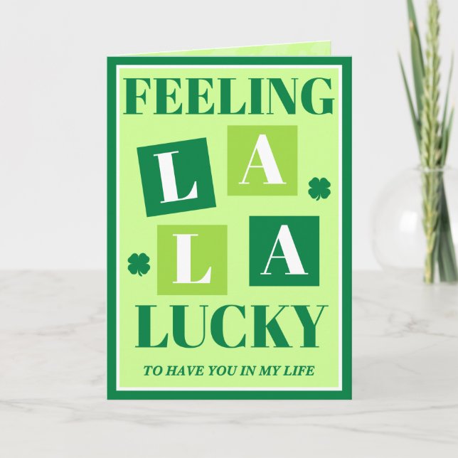 Tarjeta Retro Feeling La La Lucky St. Patrick's Day Card (Anverso)