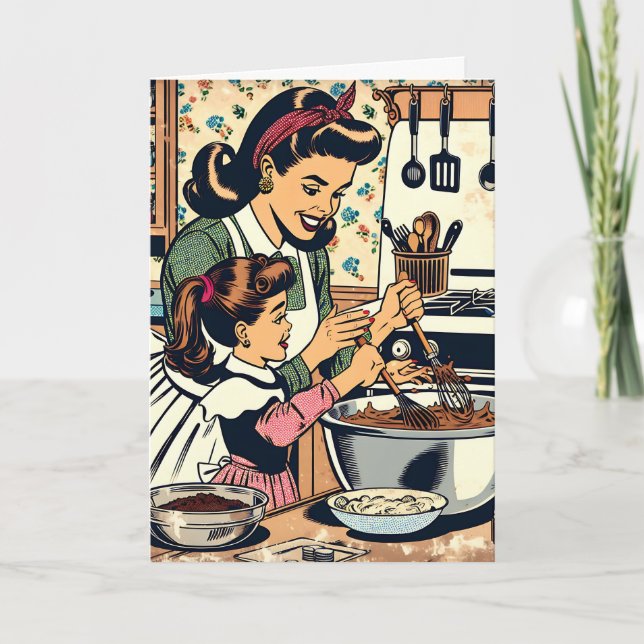 Tarjeta Retro Feliz Día de la Madre (Anverso)