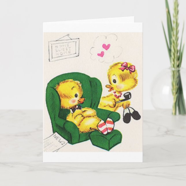 Tarjeta Retro Feliz Día del Padre — Hogar ¡Dulce Hogar! (Anverso)