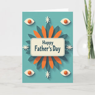Tarjeta Retro Feliz Día del Padre Verde Acuario