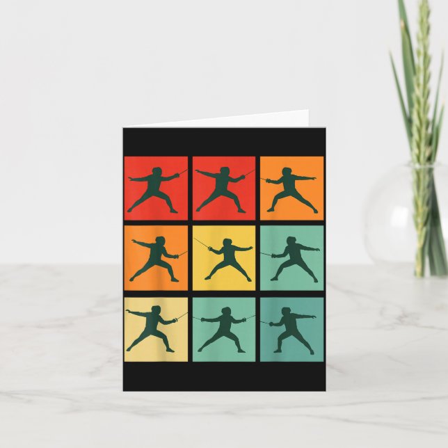 Tarjeta Retro Fencing For Christmas Srty Fencer Athlete  (Anverso)