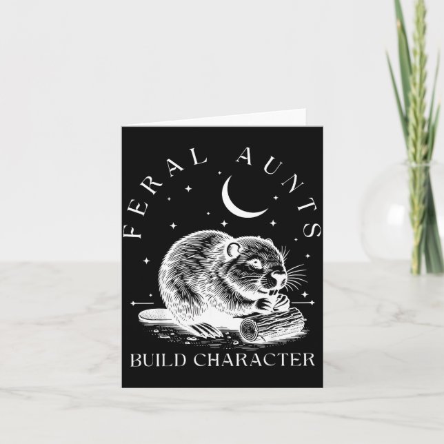 Tarjeta Retro Feral Aunts Build Character Funny New Aunt C (Anverso)